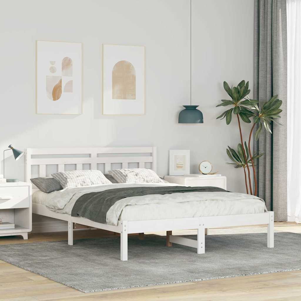 Sengestel Hvid 135 x 190 cm Massiv fyrretræ