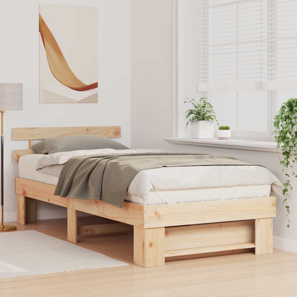 Sengestel med hovedgærde Brun 90 x 190 cm Massiv fyrretræ