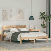 Sengestel med hovedgærde Brun 140 x 190 cm Massiv fyrretræ