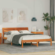 Sengestel med hovedgærde Voks brun 120 x 190 cm Massiv fyrretræ