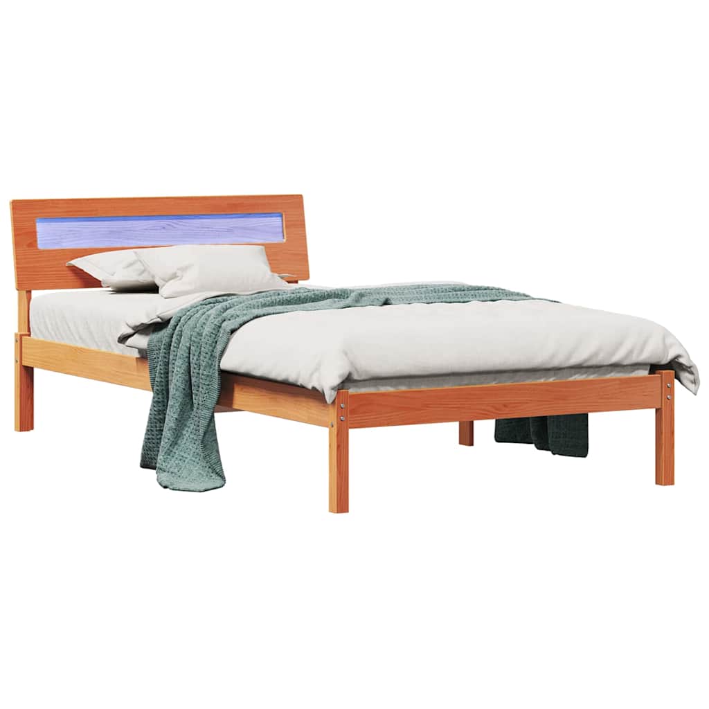 Sengestel med hovedgærde Voks brun 100 x 200 cm Massiv fyrretræ
