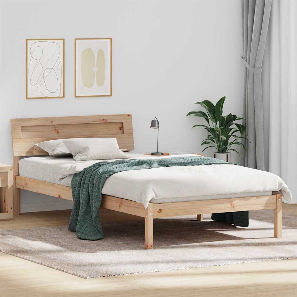 Sengestel med hovedgærde Brun 90 x 200 cm Massiv fyrretræ