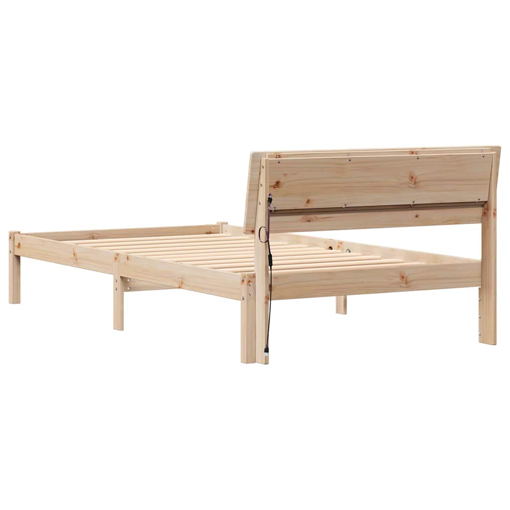 Sengestel med hovedgærde Brun 90 x 190 cm Massiv fyrretræ