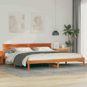 Sengestel med hovedgærde Voks brun 180 x 200 cm Massiv fyrretræ