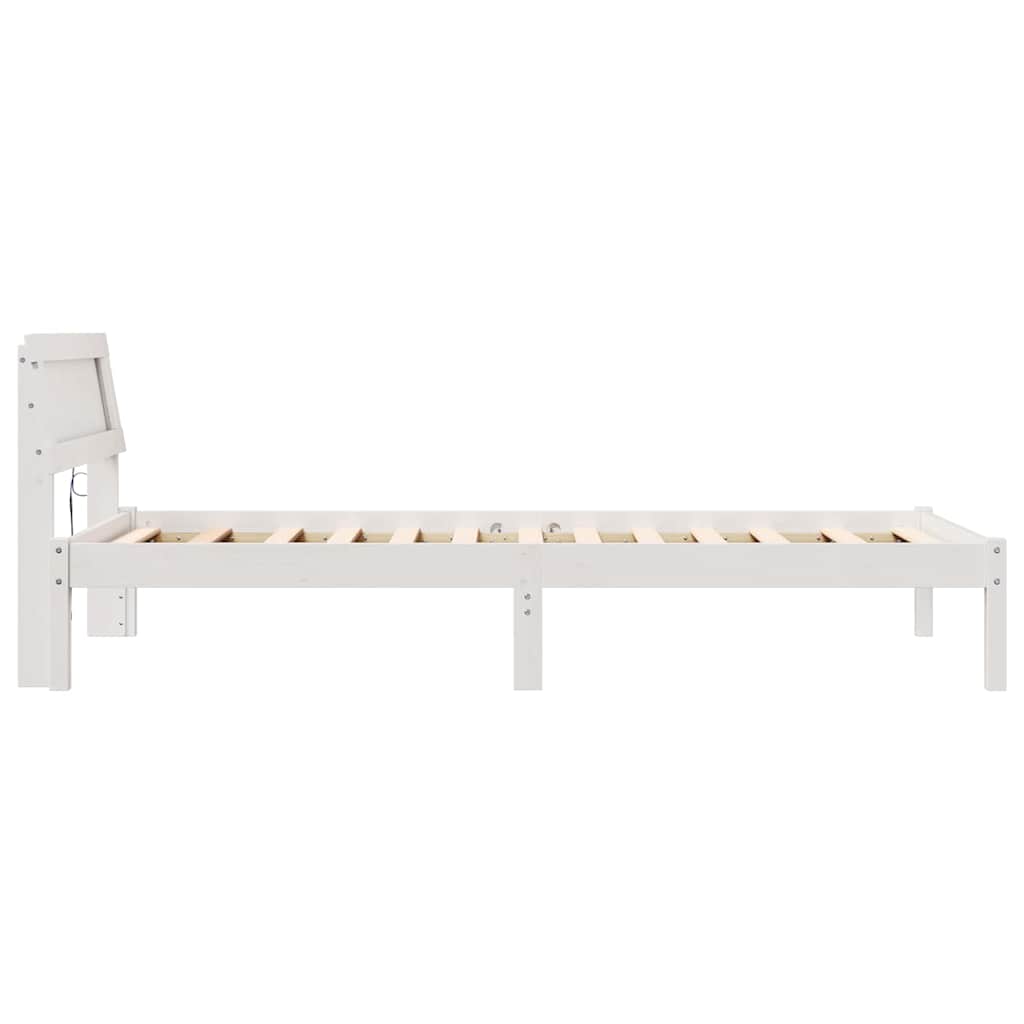 Sengestel med hovedgærde Hvid 90 x 200 cm Massiv fyrretræ