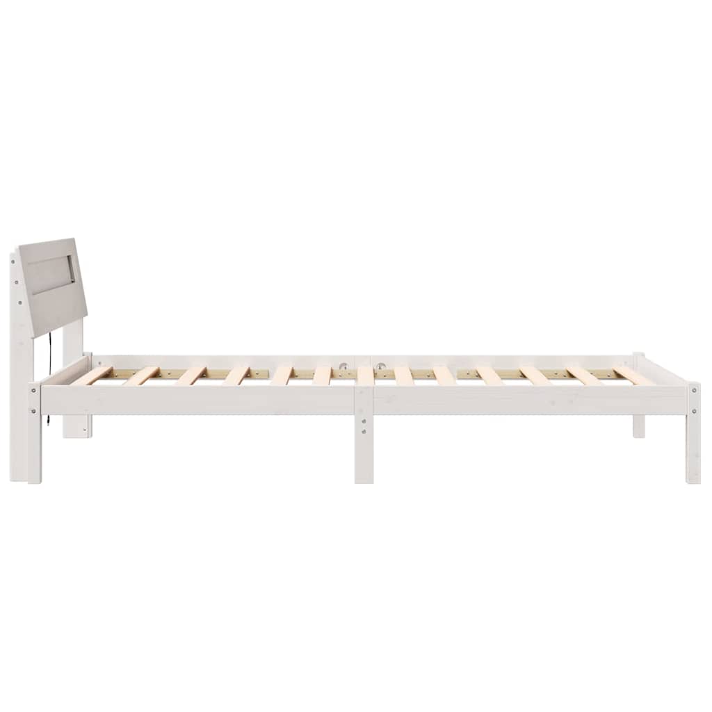 Sengestel med hovedgærde Hvid 90 x 200 cm Massiv fyrretræ