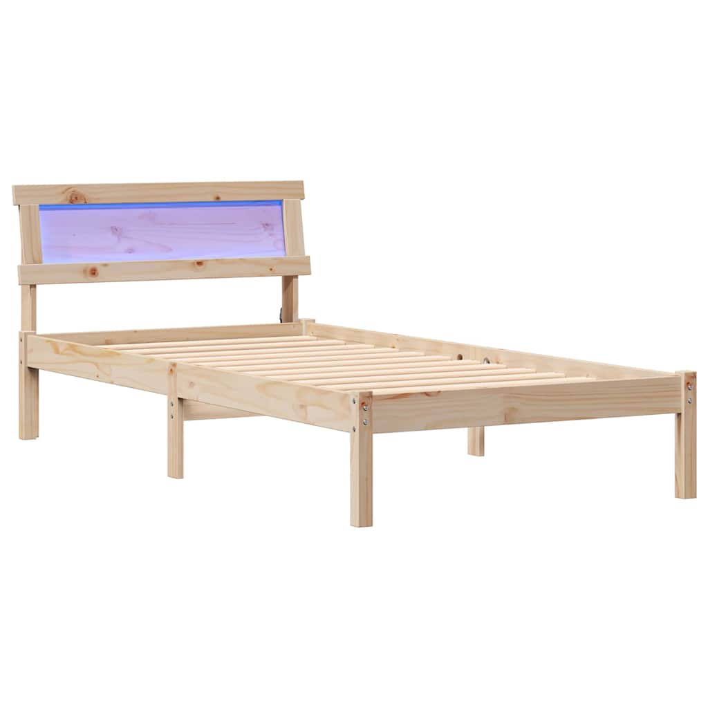 Sengestel med hovedgærde Brun 90 x 190 cm Massiv fyrretræ