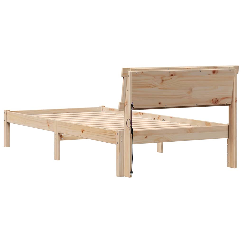 Sengestel med hovedgærde Brun 90 x 190 cm Massiv fyrretræ