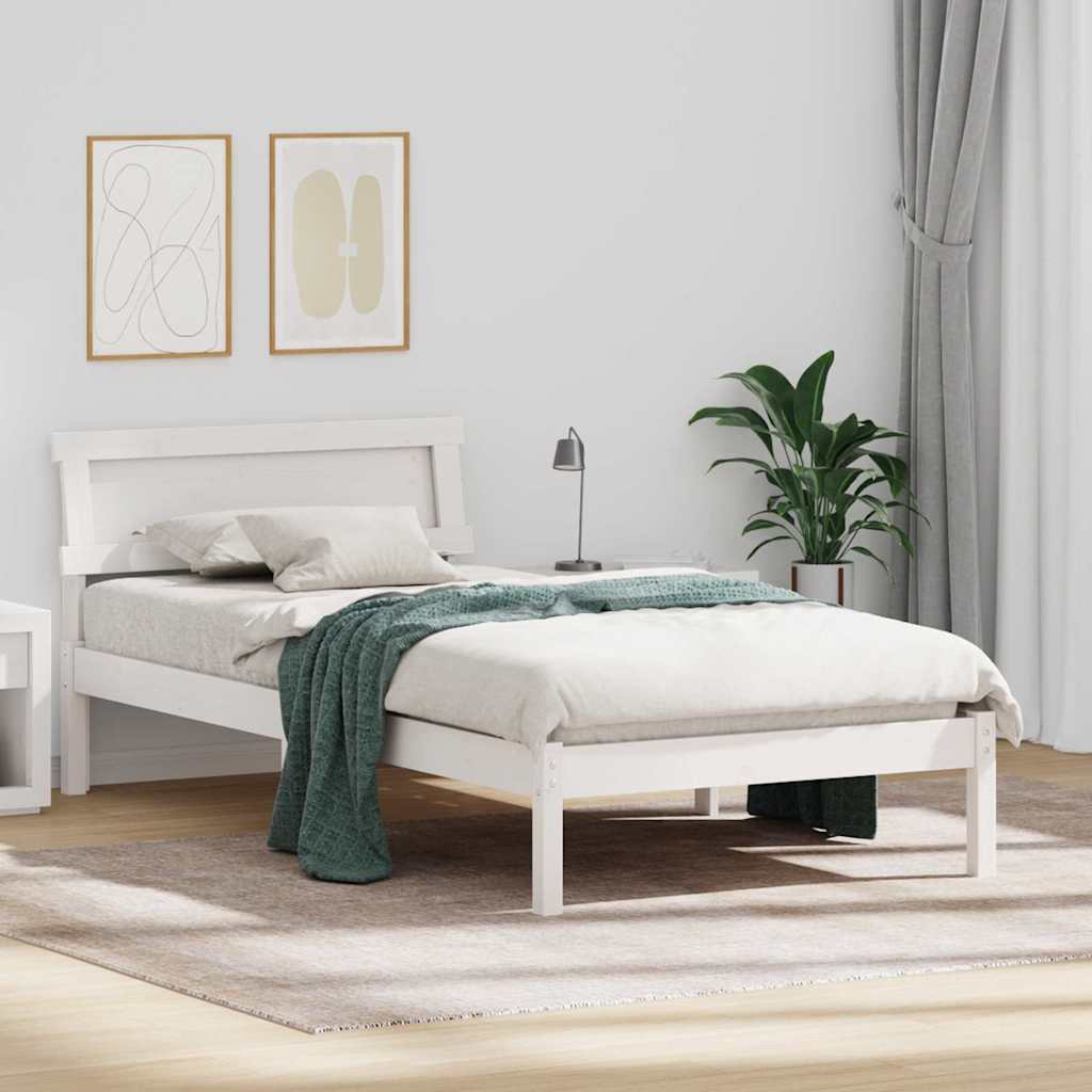 Sengestel med hovedgærde Hvid 75 x 190 cm Massiv fyrretræ