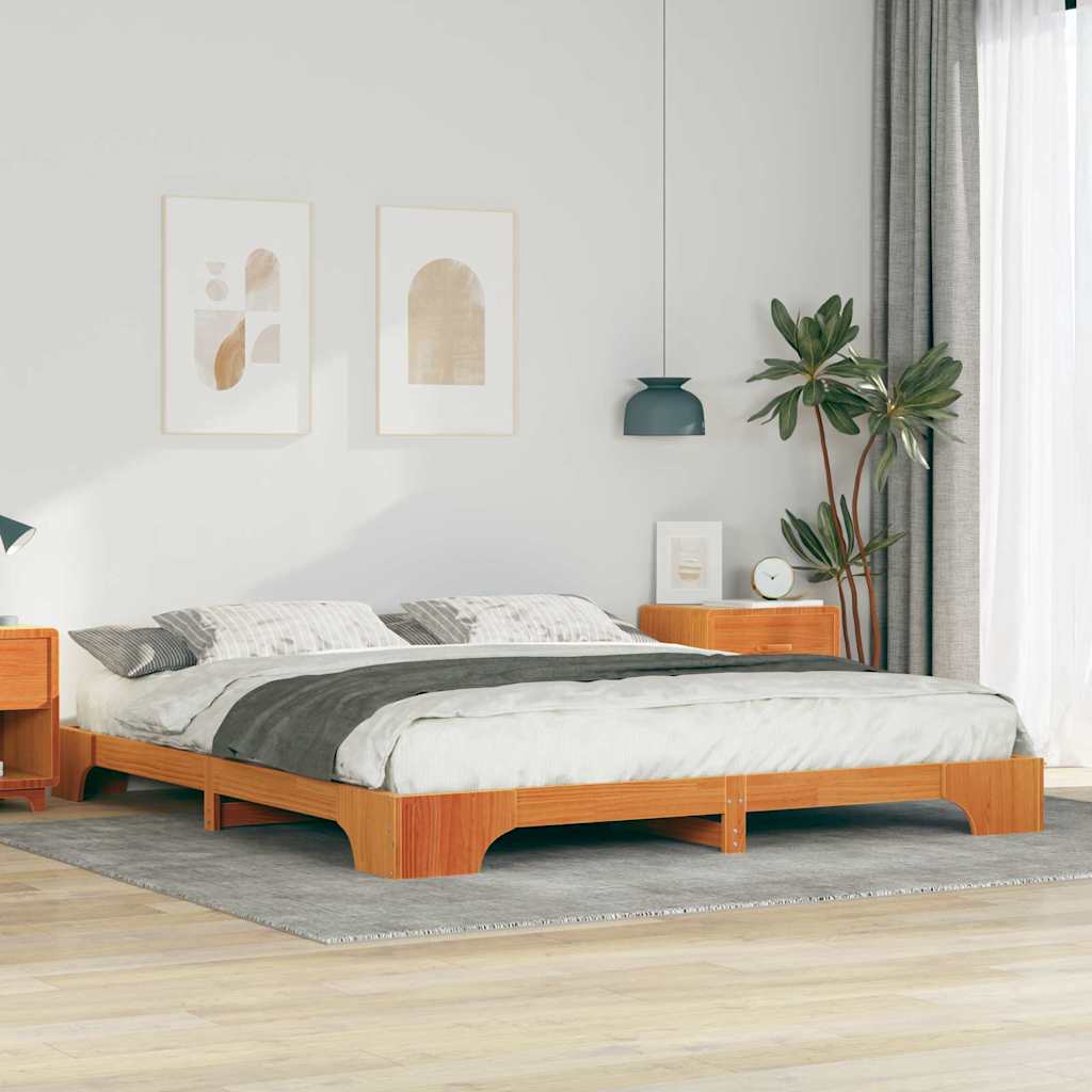 Sengestel Brun 200 x 210 cm Massiv fyrretræ