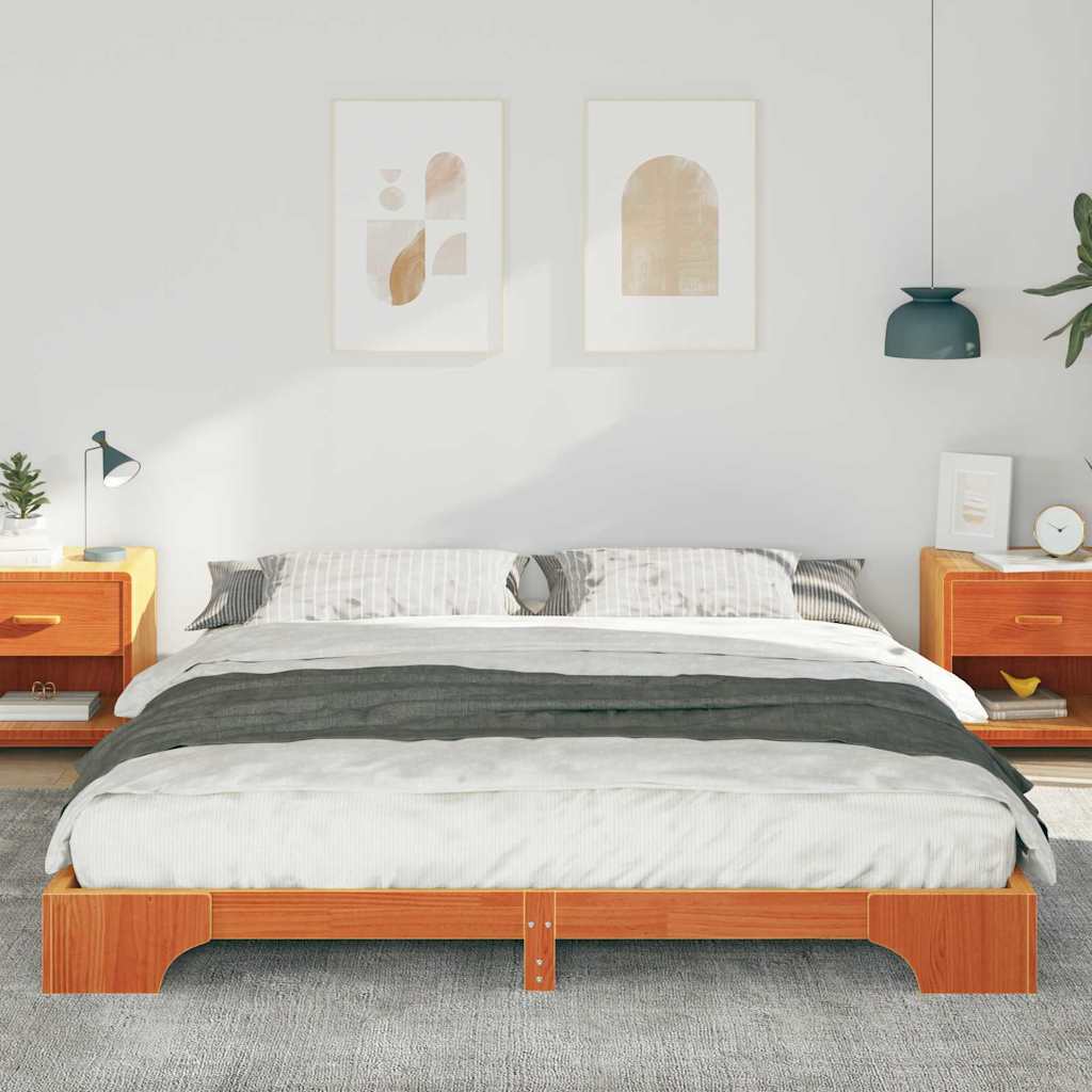 Sengestel Brun 200 x 210 cm Massiv fyrretræ