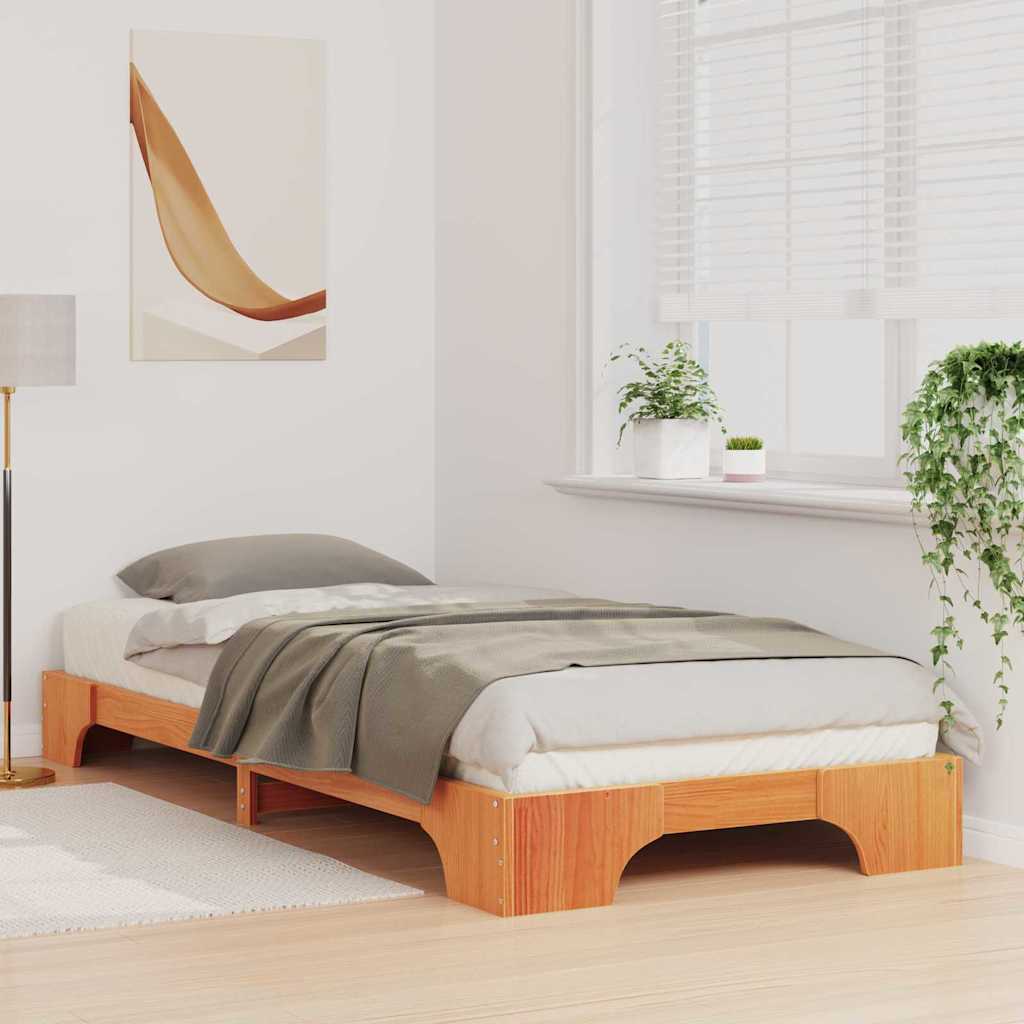 Sengestel Brun 100 x 220 cm Massiv fyrretræ