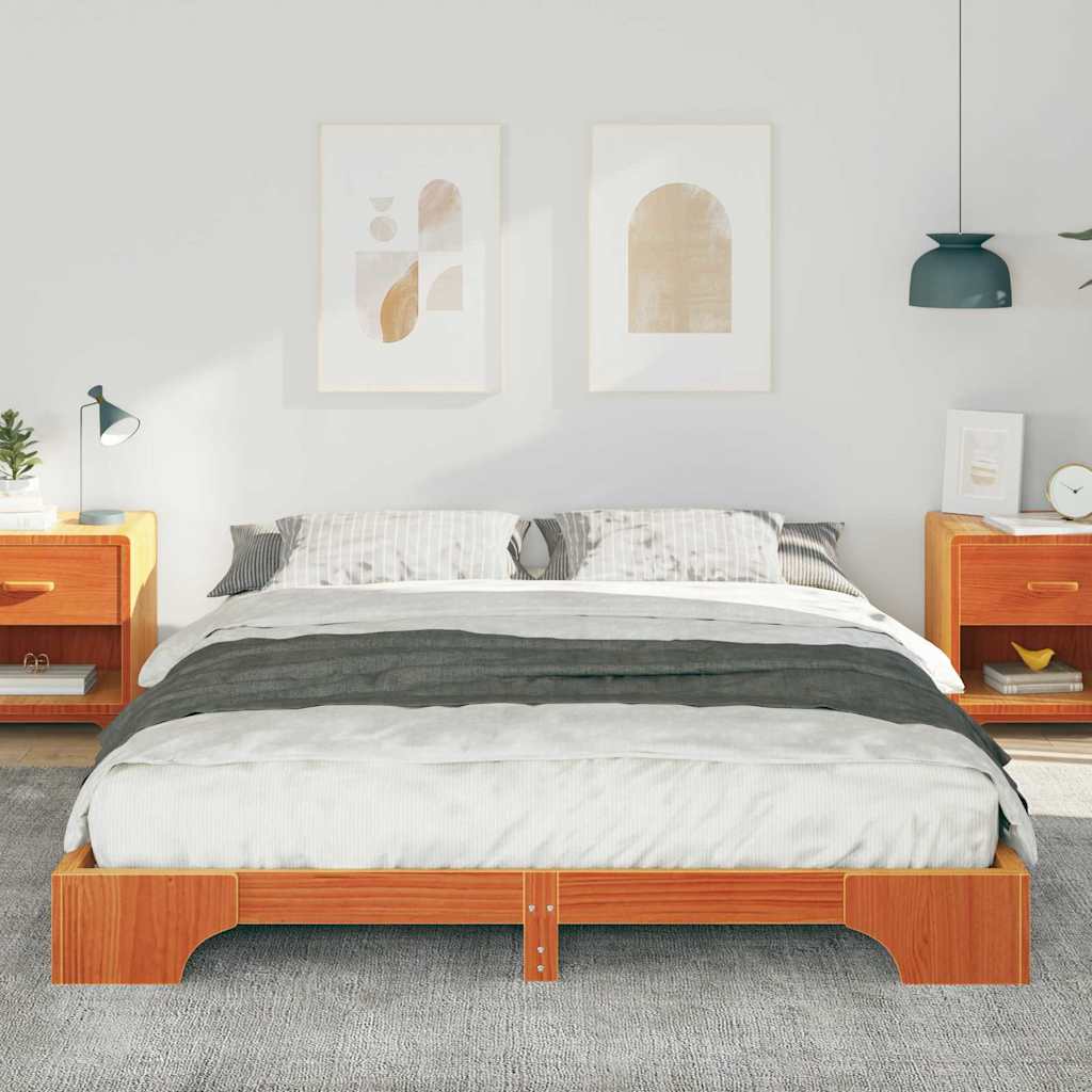 Sengestel Brun 160 x 220 cm Massiv fyrretræ