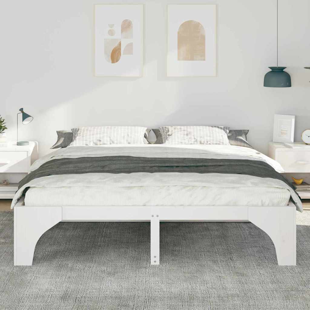 Sengestel Hvid 180 x 200 cm Massiv fyrretræ