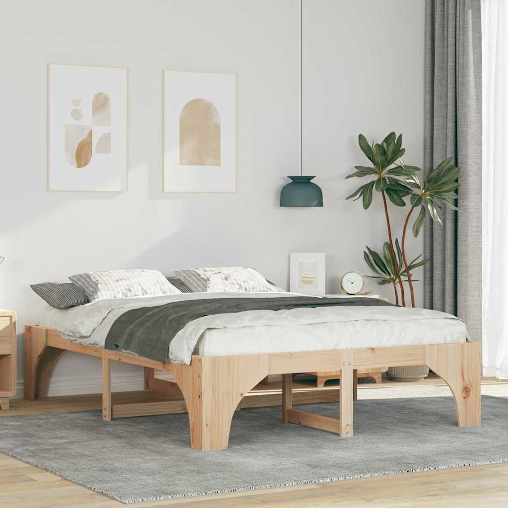 Sengestel Brun 160 x 200 cm Massiv fyrretræ