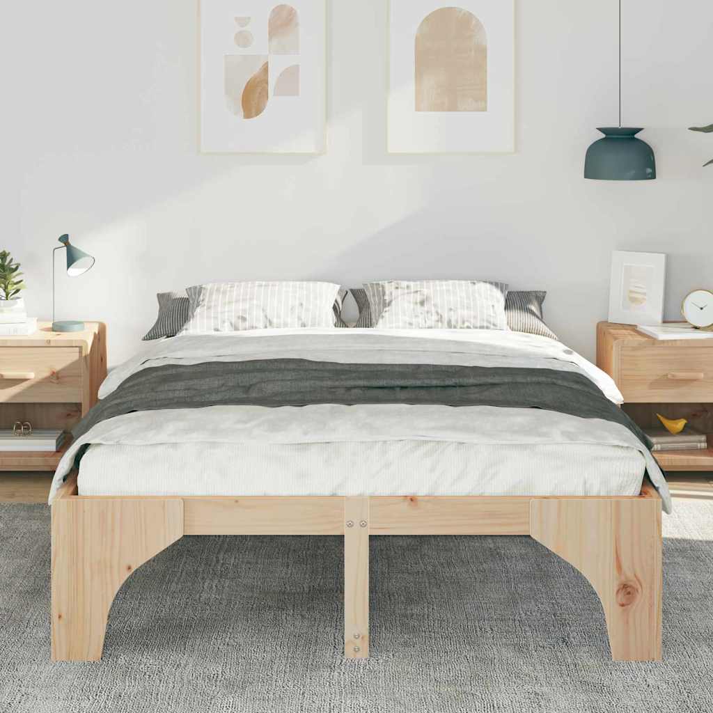 Sengestel Brun 150 x 200 cm Massiv fyrretræ