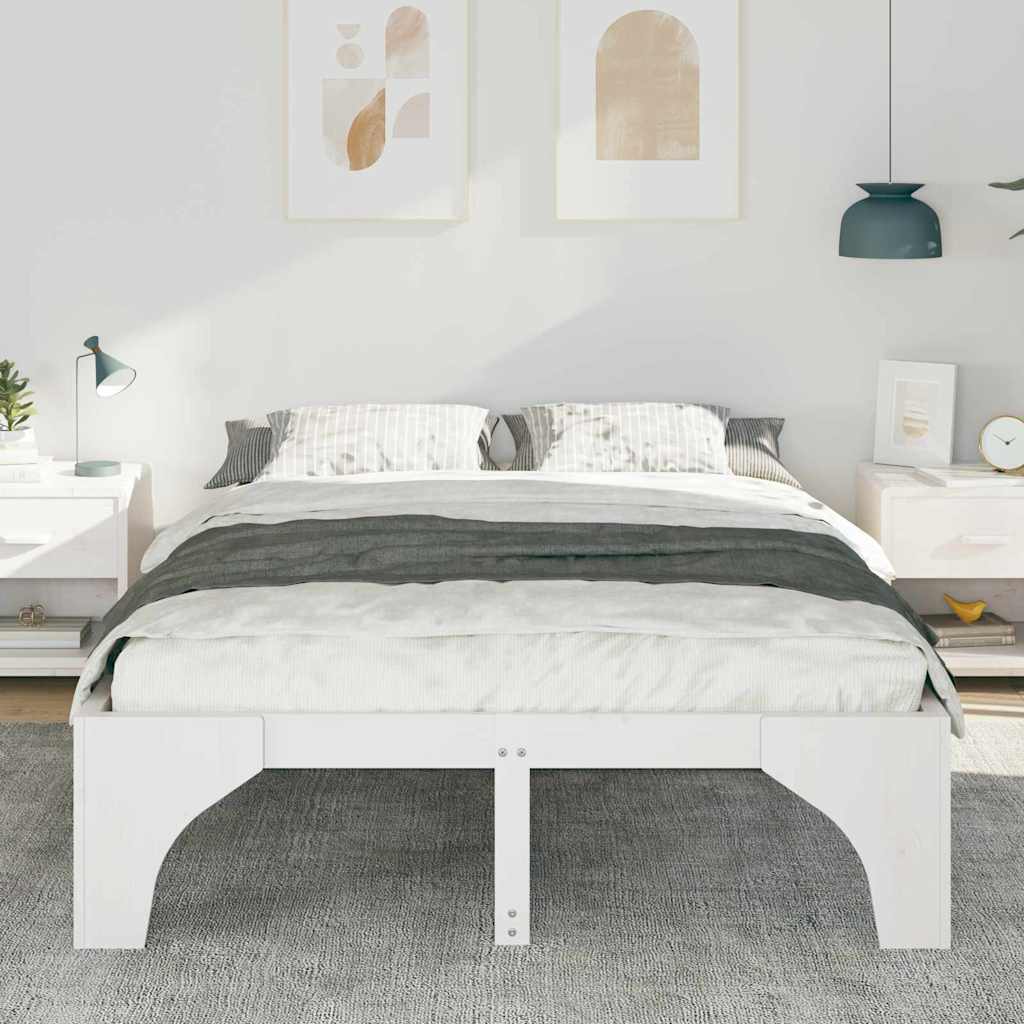 Sengestel Hvid 150 x 200 cm Massiv fyrretræ