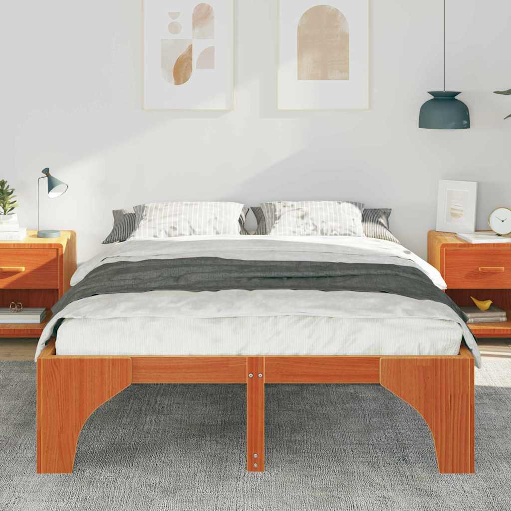 Sengestel Brun 150 x 200 cm Massiv fyrretræ