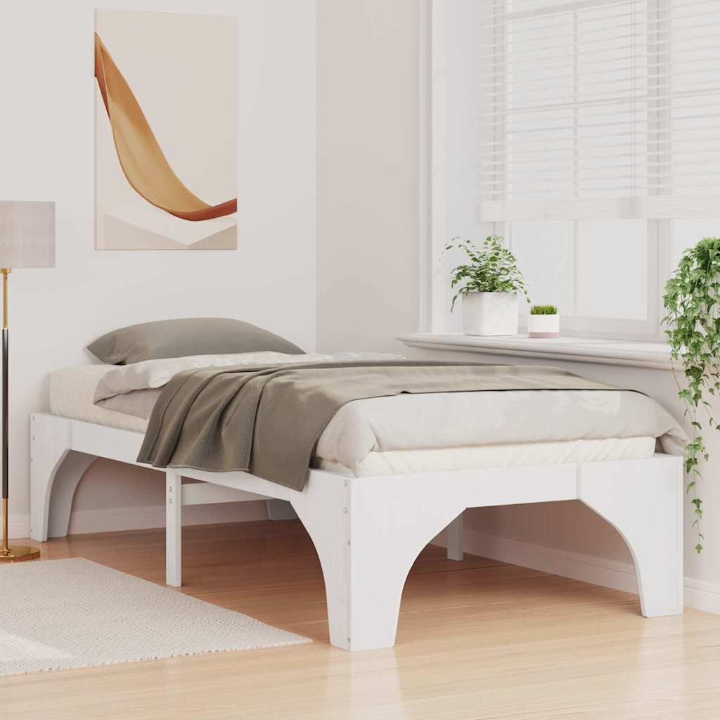 Sengestel Hvid 75 x 190 cm Massiv fyrretræ