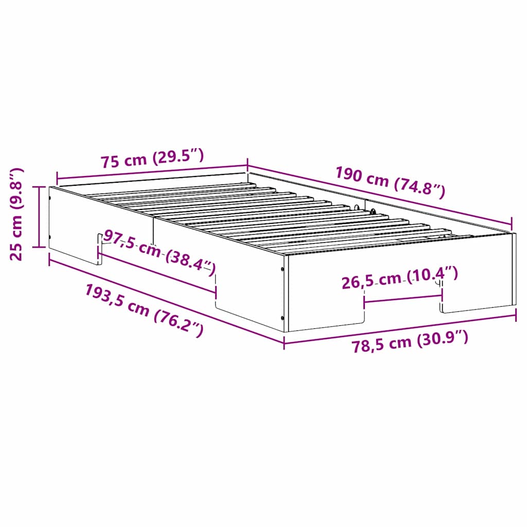 Sengestel Brun 75 x 190 cm