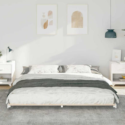 Sengestel Hvid 200 x 200 cm Massiv fyrretræ