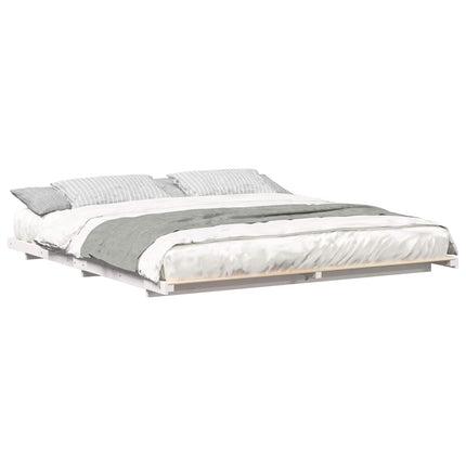 Sengestel Hvid 200 x 200 cm Massiv fyrretræ