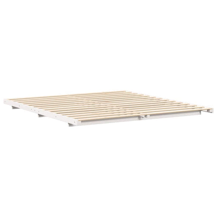 Sengestel Hvid 200 x 200 cm Massiv fyrretræ