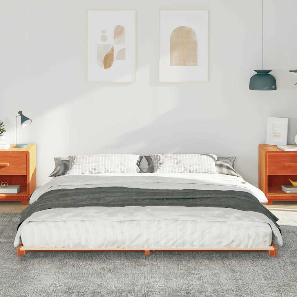 Sengestel Voks brun 200 x 200 cm Massiv fyrretræ