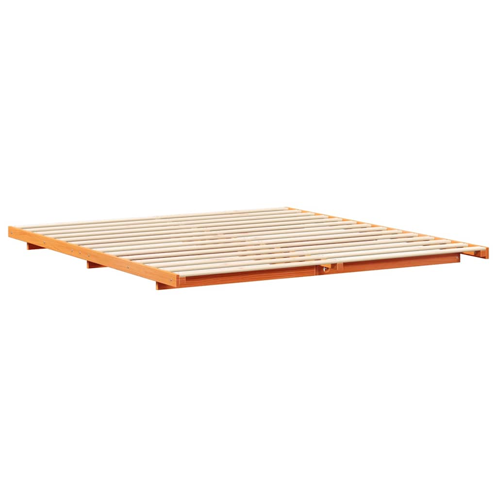 Sengestel Voks brun 200 x 200 cm Massiv fyrretræ