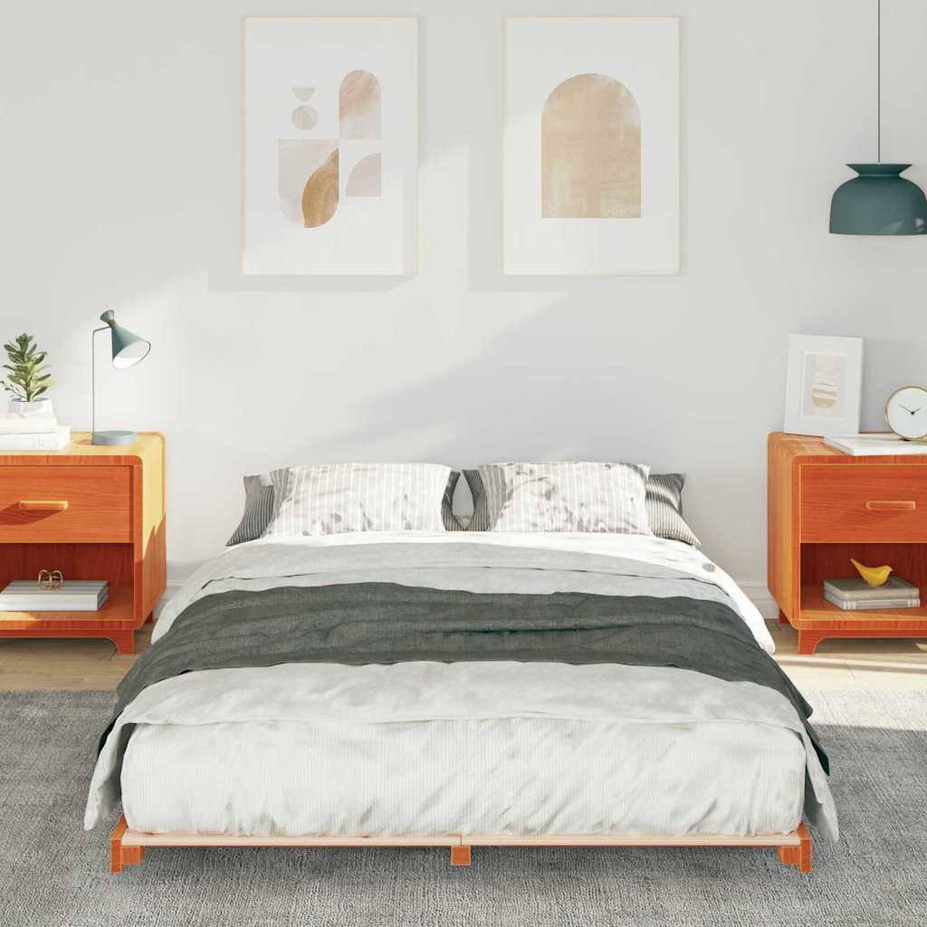Sengestel Voks brun 140 x 190 cm Massiv fyrretræ
