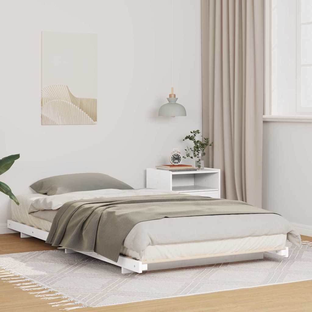 Sengestel Hvid 75 x 190 cm Massiv fyrretræ