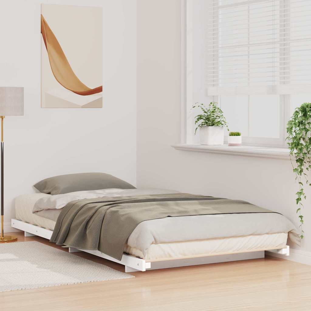 Sengestel Hvid 75 x 190 cm Massiv fyrretræ