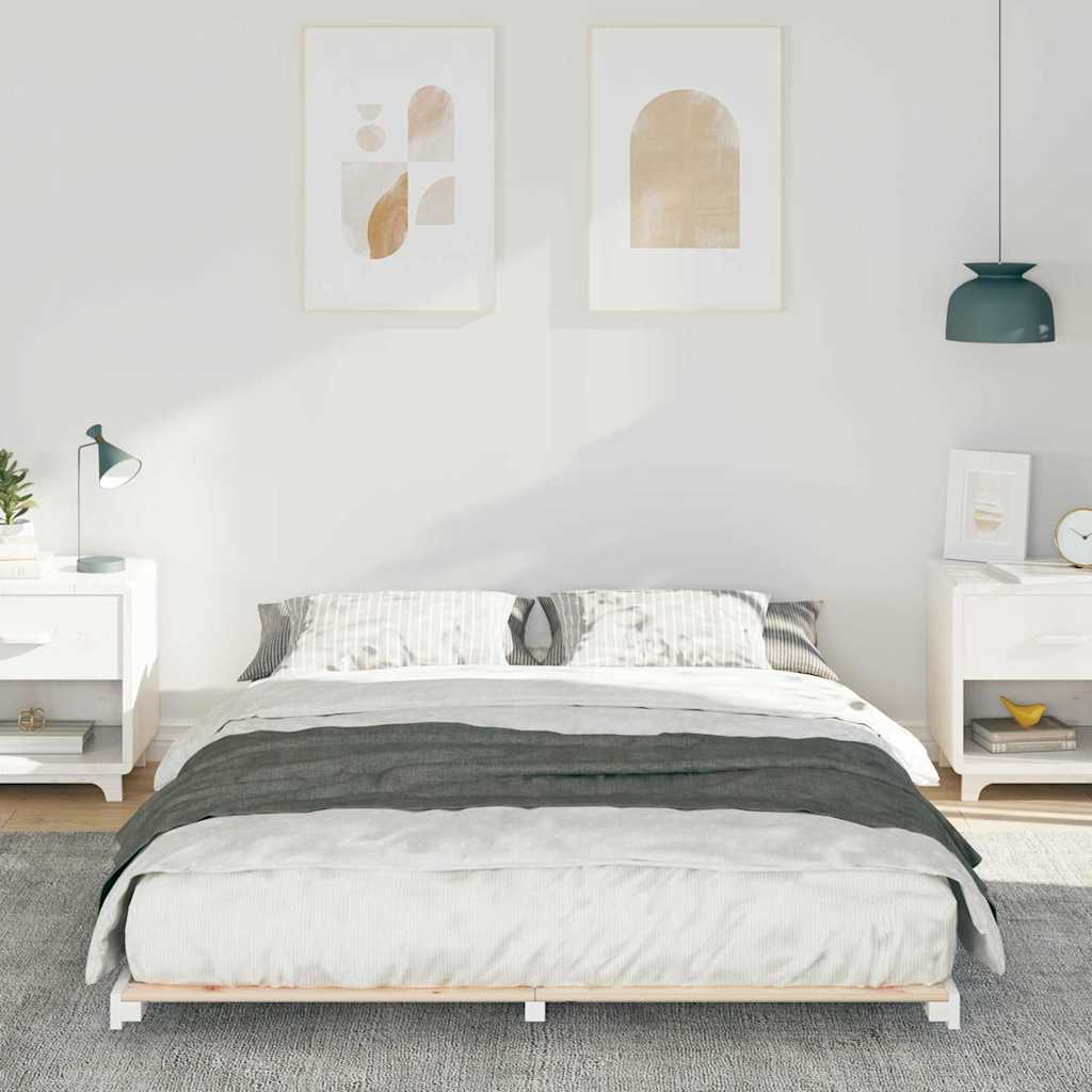 Sengestel Hvid 160 x 210 cm Massiv fyrretræ