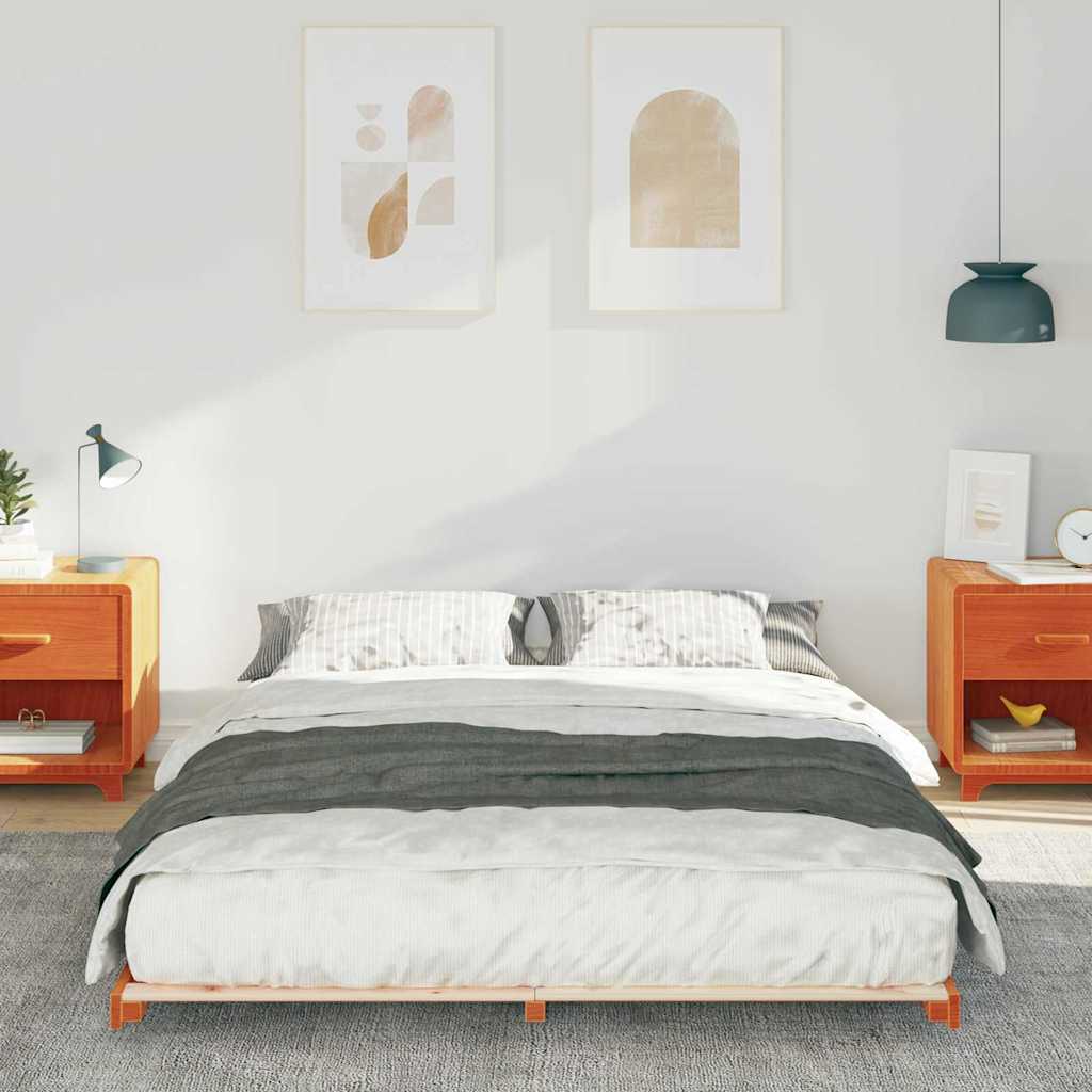 Sengestel Voks brun 140 x 220 cm Massiv fyrretræ