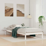 Sengestel med sideborde Hvid 90 x 220 cm Massiv fyrretræ