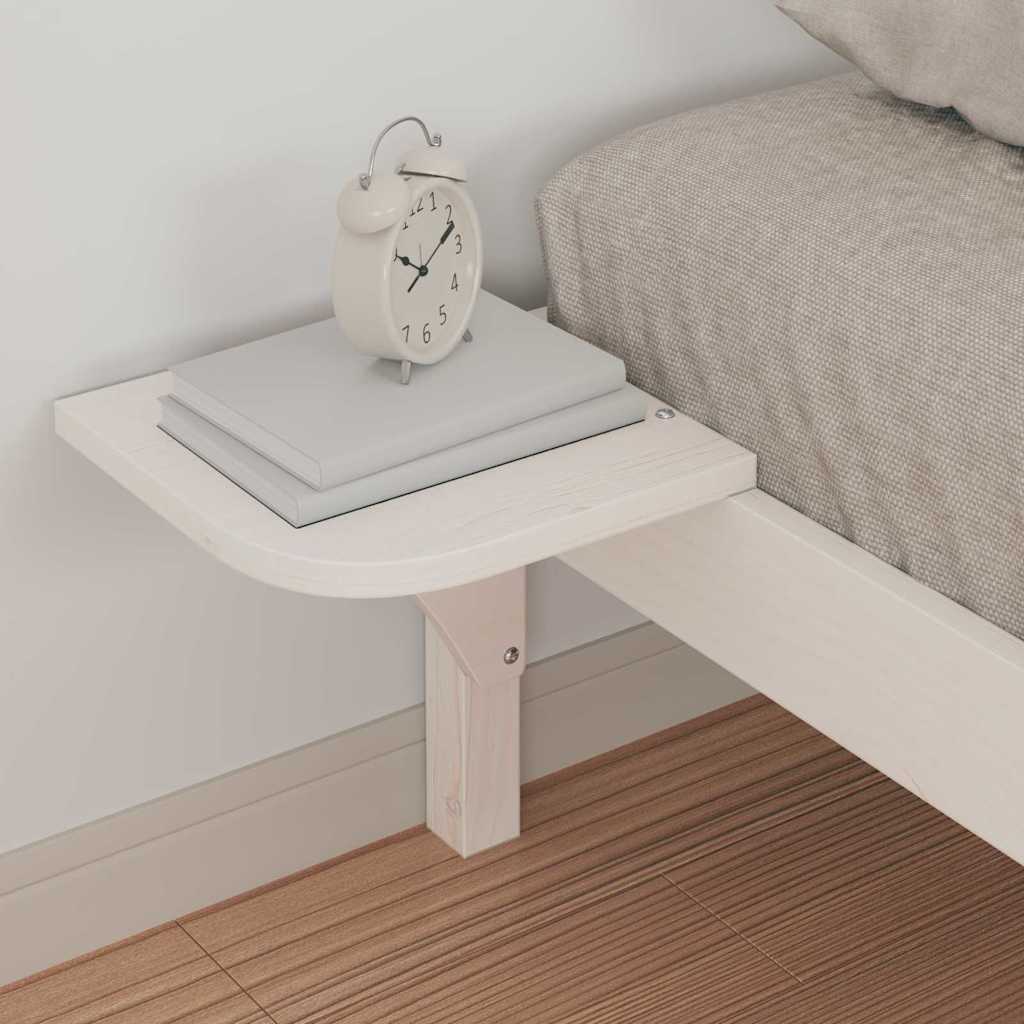 Sengestel med sideborde Hvid 90 x 220 cm Massiv fyrretræ