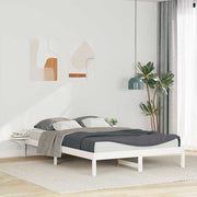 Sengestel med sideborde Hvid 160 x 220 cm Massiv fyrretræ