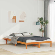 Sengestel med sideborde Voks brun 160 x 220 cm Massiv fyrretræ