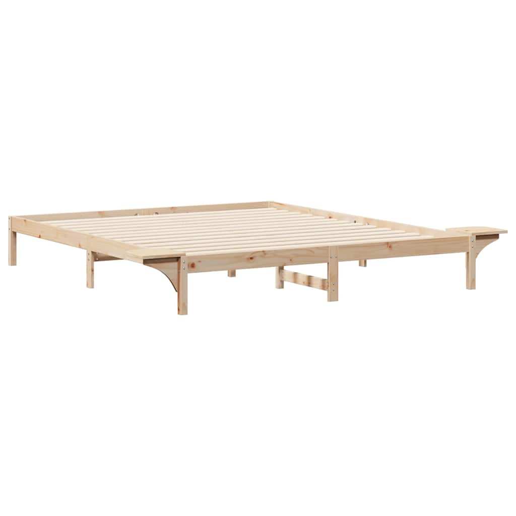 Sengestel med sideborde Naturfarvet 180 x 220 cm