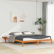 Sengestel med sideborde Voks brun 180 x 220 cm Massiv fyrretræ