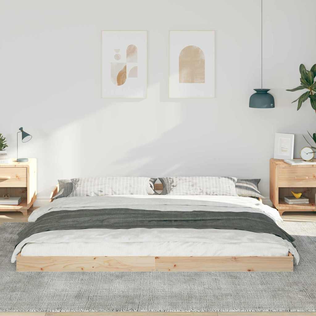 Sengestel Brun 200 x 200 cm Massiv fyrretræ
