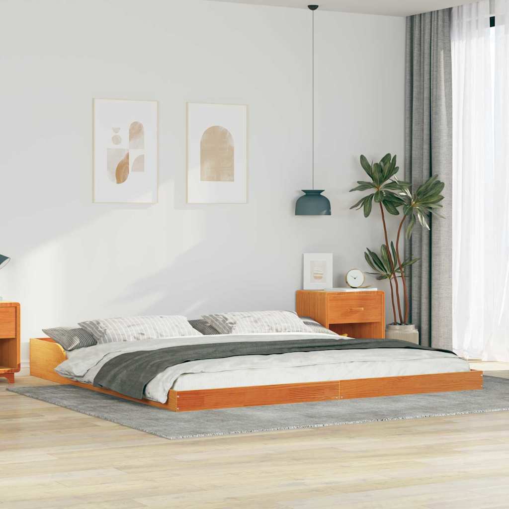 Sengestel Voks brun 200 x 200 cm Massiv fyrretræ