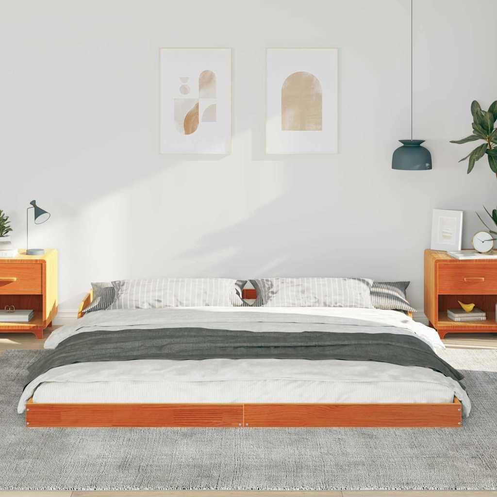 Sengestel Voks brun 180 x 200 cm Massiv fyrretræ