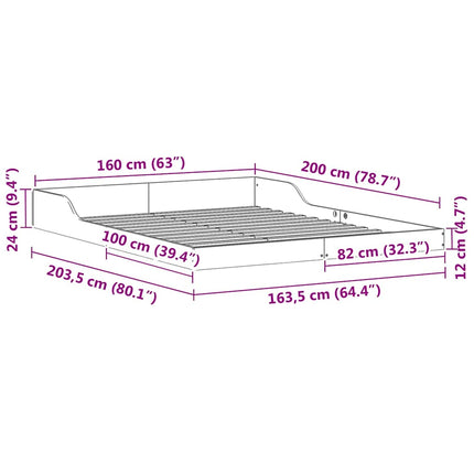 Sengestel Brun 160 x 200 cm Massiv fyrretræ