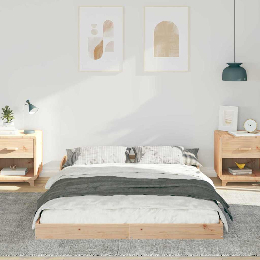 Sengestel Brun 140 x 190 cm Massiv fyrretræ