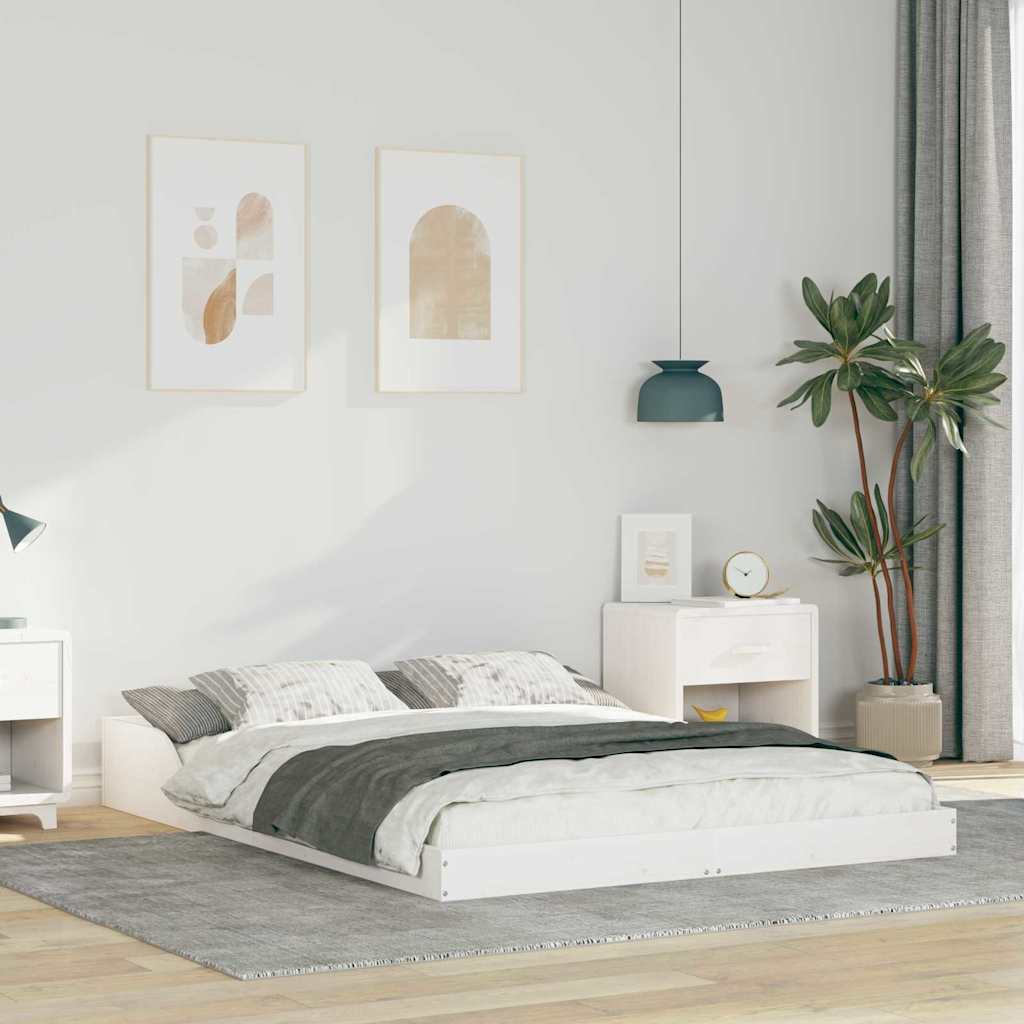 Sengestel Hvid 140 x 190 cm Massiv fyrretræ