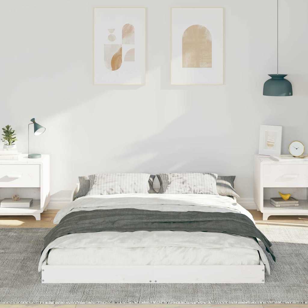 Sengestel Hvid 140 x 190 cm Massiv fyrretræ