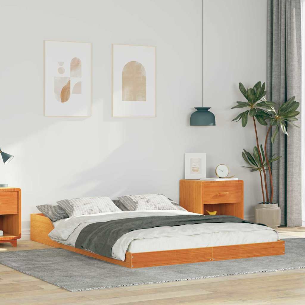 Sengestel Voks brun 135 x 190 cm Massiv fyrretræ