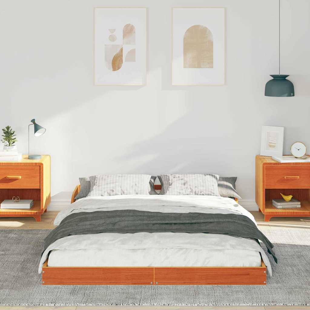 Sengestel Voks brun 135 x 190 cm Massiv fyrretræ