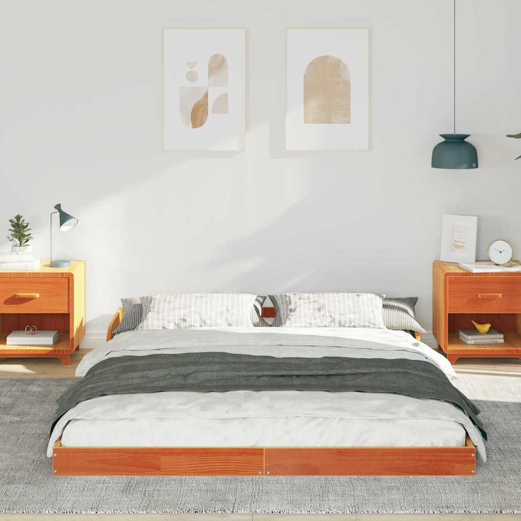 Sengestel Voks brun 160 x 210 cm Massiv fyrretræ